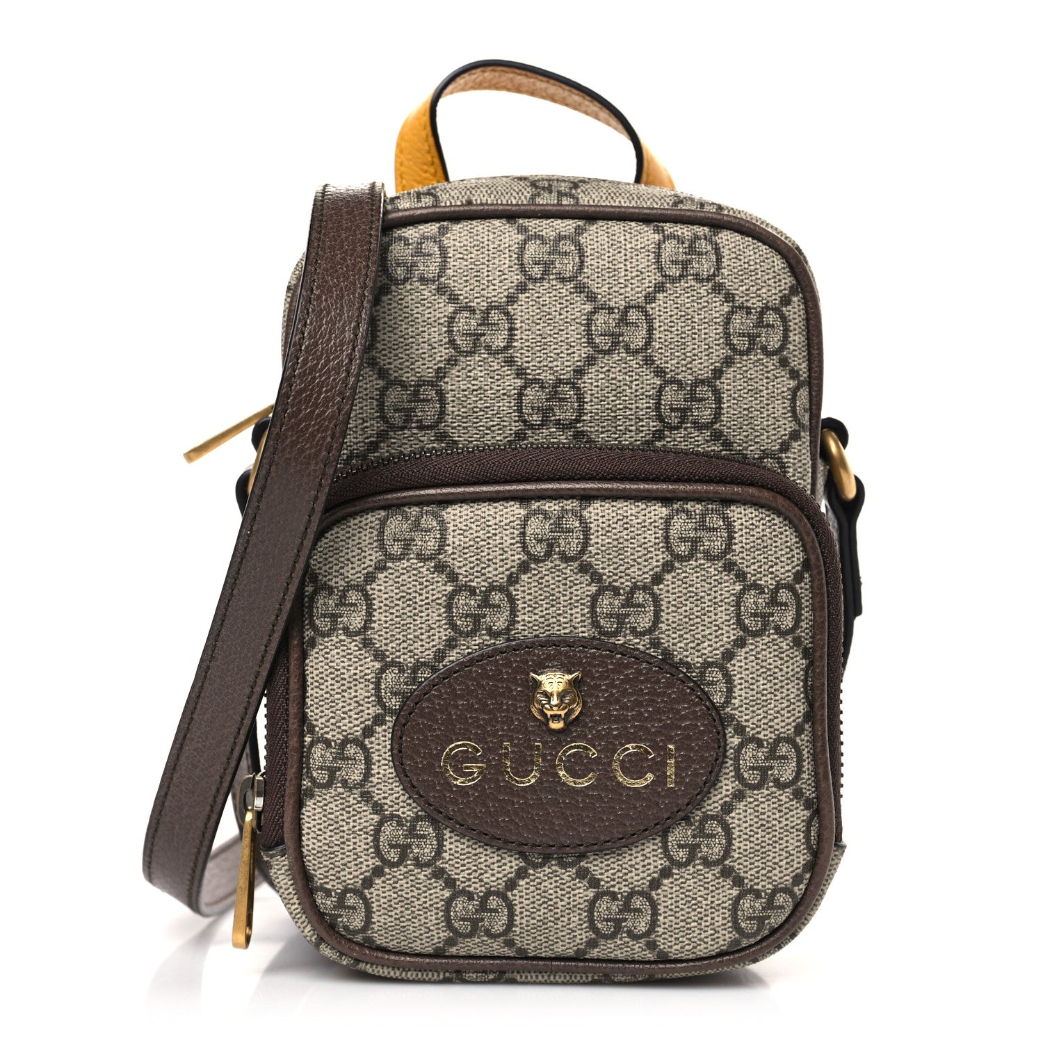 Gucci GG Supreme Monogram Mini Neo Vintage Double Zip Messenger Bag Beige New Acero Crop 1 of 10
