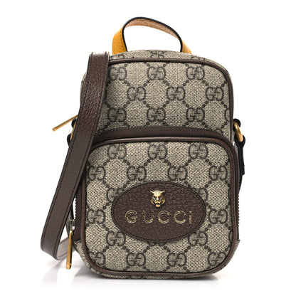 Gucci GG Supreme Monogram Mini Neo Vintage Double Zip Messenger Bag Beige New Acero Crop 1 of 10