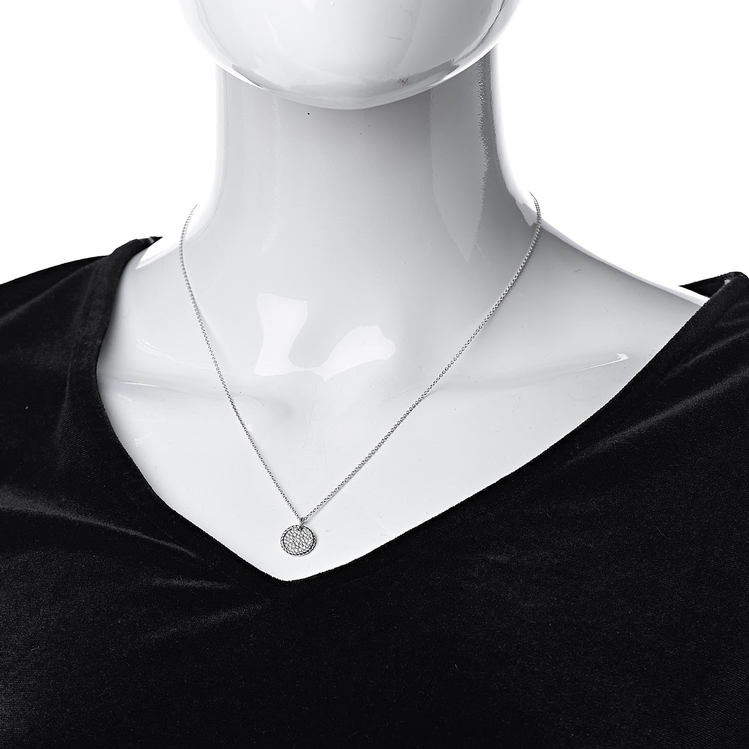 David Yurman 18K White Gold Diamond Cable Collectibles Pave Charm Pendant Necklace 2 of 5