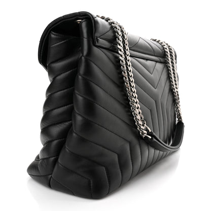 Saint Laurent Calfskin Y Quilted Monogram Large Loulou Chain Satchel Black 3 of 10