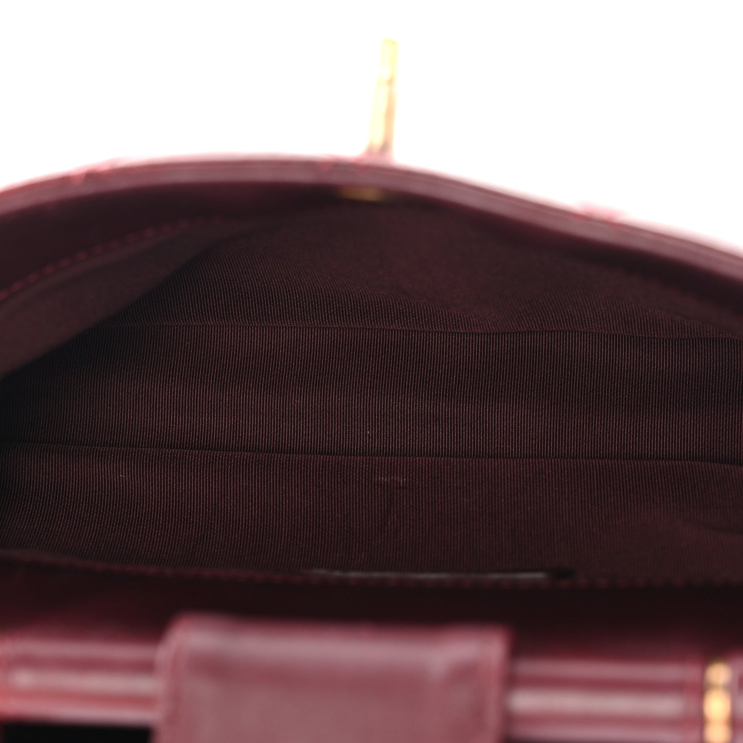 Glazed Calfskin Quilted Small Gold Bar Tote Red