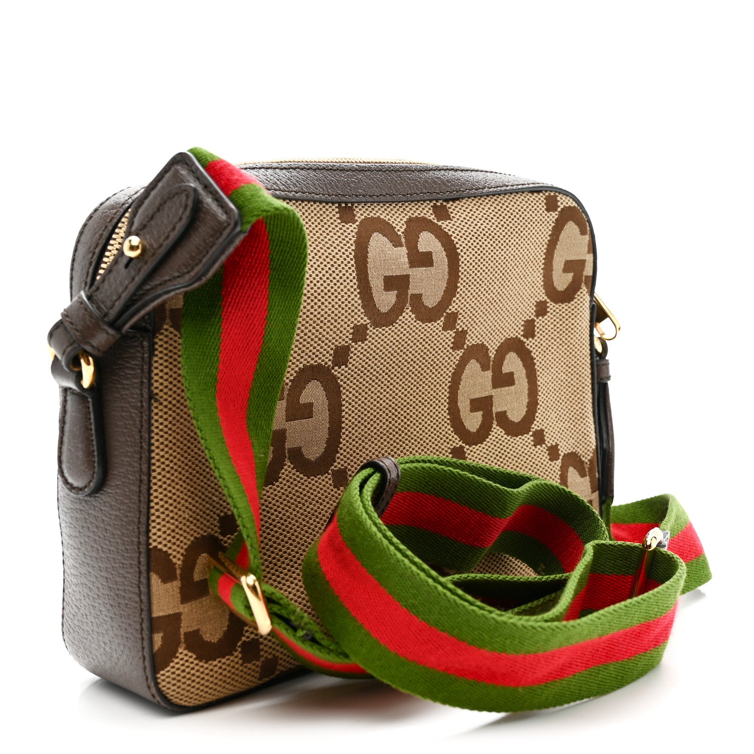 Gucci Monogram Jumbo GG Textured Dollar Calfskin Web Messenger