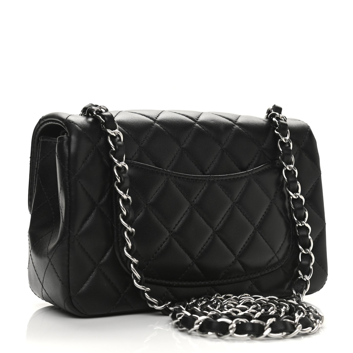 Lambskin Quilted Mini Rectangular Flap Black