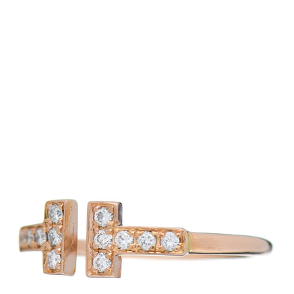 Tiffany 18K Rose Gold Diamond T Wire Ring 50 5.5 3 of 5
