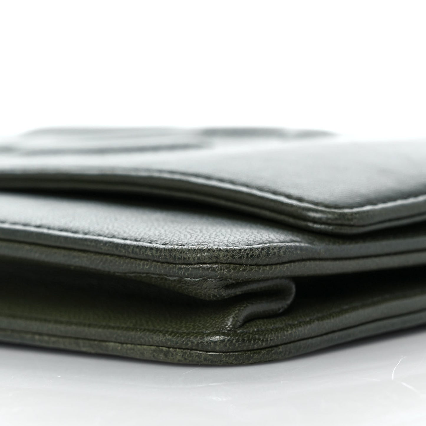 Lambskin Timeless CC Wallet On Chain WOC Khaki