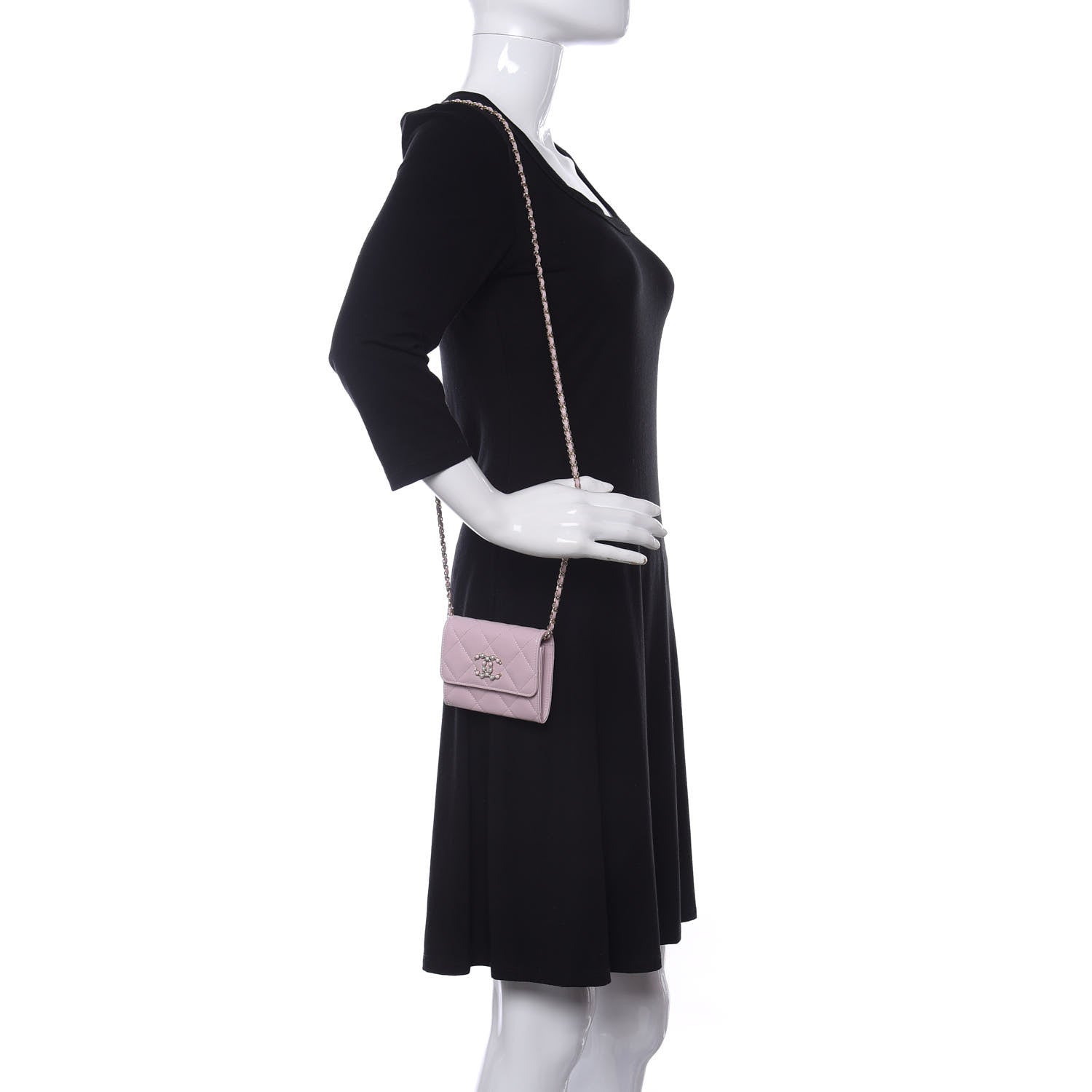 Chanel Caviar Quilted Coco Candy Card Holder On Chain Light Pink 2 of 10