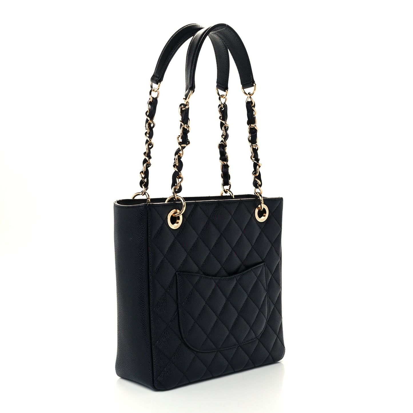 Caviar Quilted Petit Shopping Tote PST Black