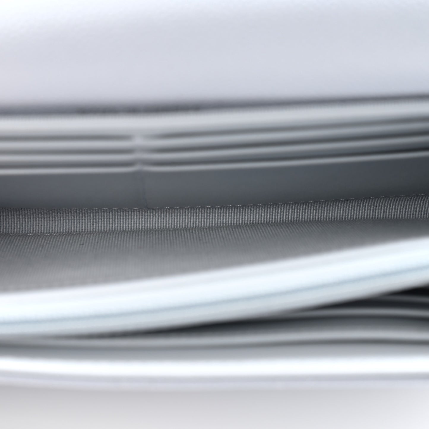 Caviar Quilted Large Gusset Flap Wallet Light Blue