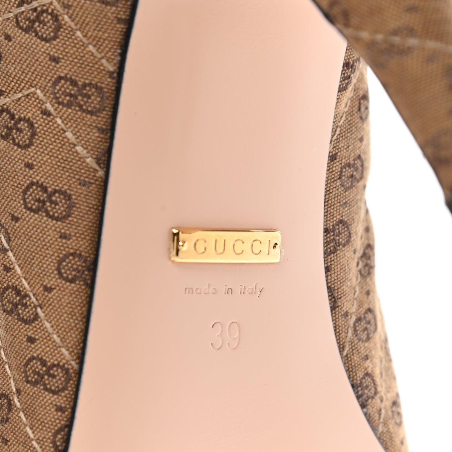 Monogram GG Mignon Nappa Chevron Matelasse Double G 95mm Pumps 39 Dusty Brown
