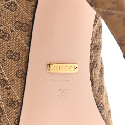 Gucci Monogram GG Mignon Nappa Chevron Matelasse Double G 95mm Pumps 39 Dusty Brown 6 of 9