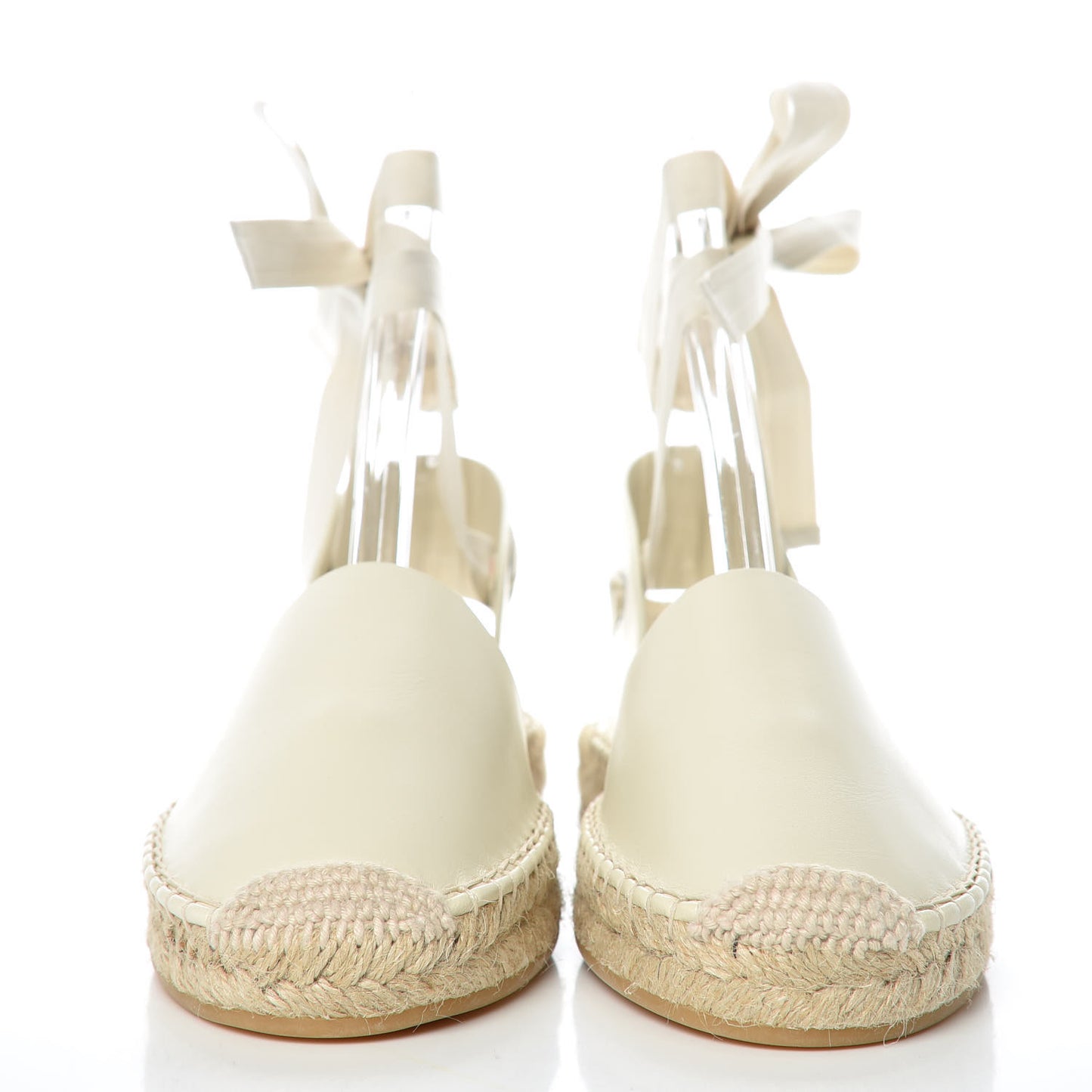 Calfskin Nicely-D Ankle Tie Espadrilles Flats 37.5 Off White