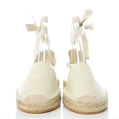 Christian Dior Calfskin Nicely-D Ankle Tie Espadrilles Flats 37.5 Off White 2 of 7