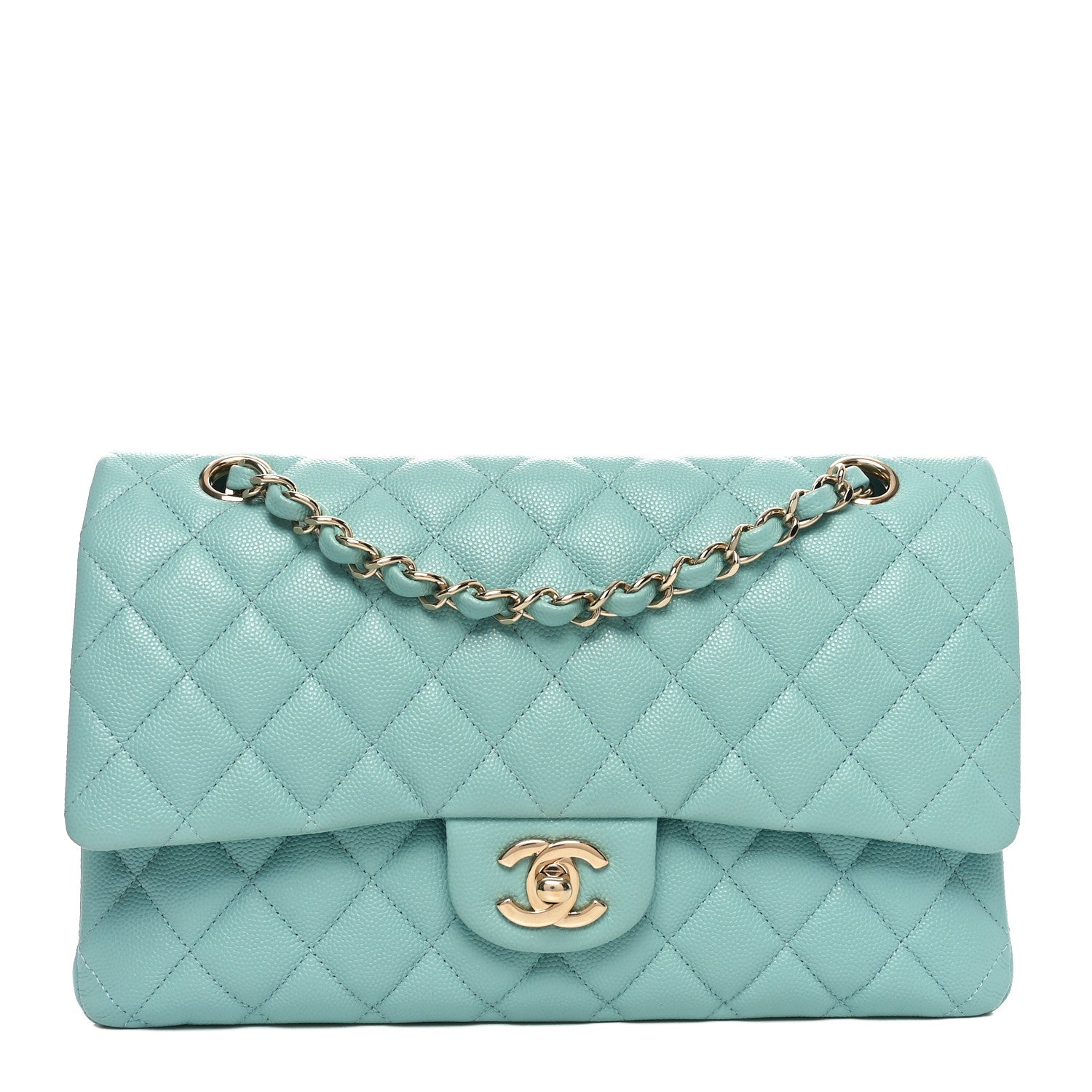 Chanel Caviar Quilted Medium Double Flap Light Blue 1 of 10