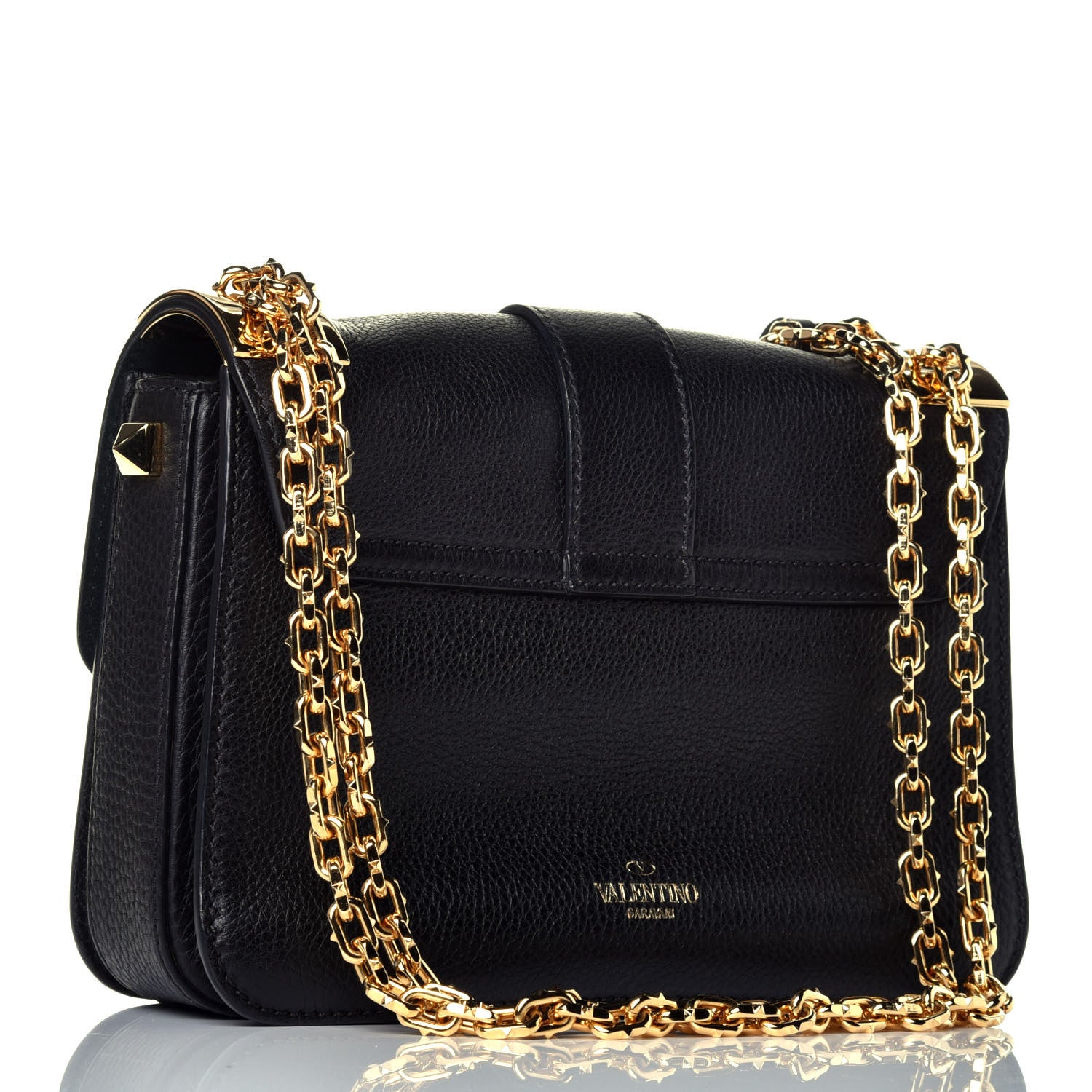 Valentino Garavani Grained Calfskin B-Rockstud Flap Black 3 of 8