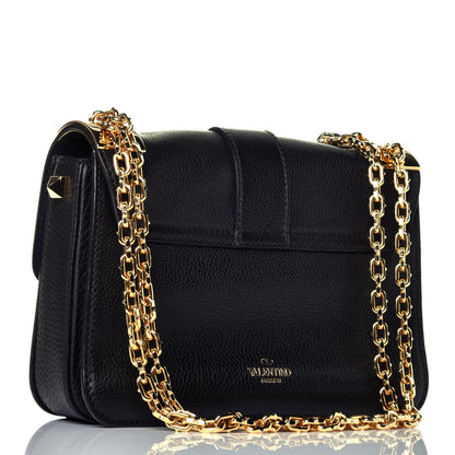 Valentino Garavani Grained Calfskin B-Rockstud Flap Black 3 of 8