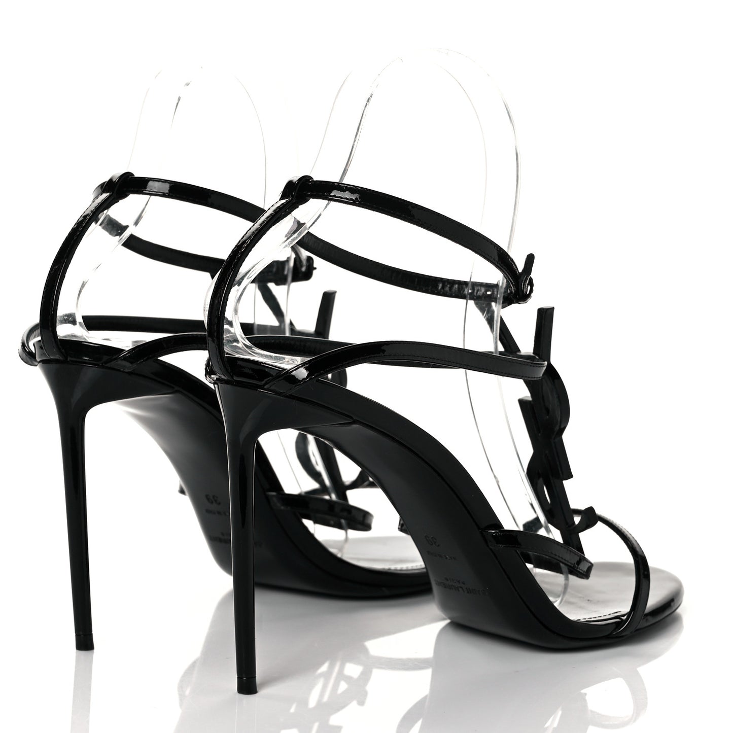 Patent Calfskin Cassandra 100 Sandals 39 Black