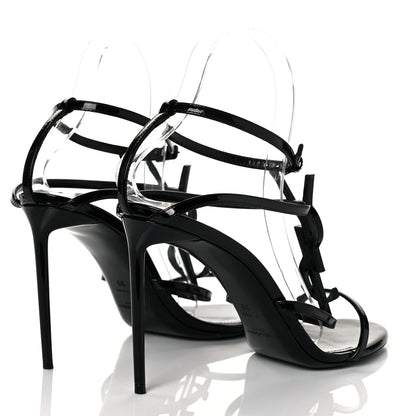 Saint Laurent Patent Calfskin Cassandra 100 Sandals 39 Black 4 of 7