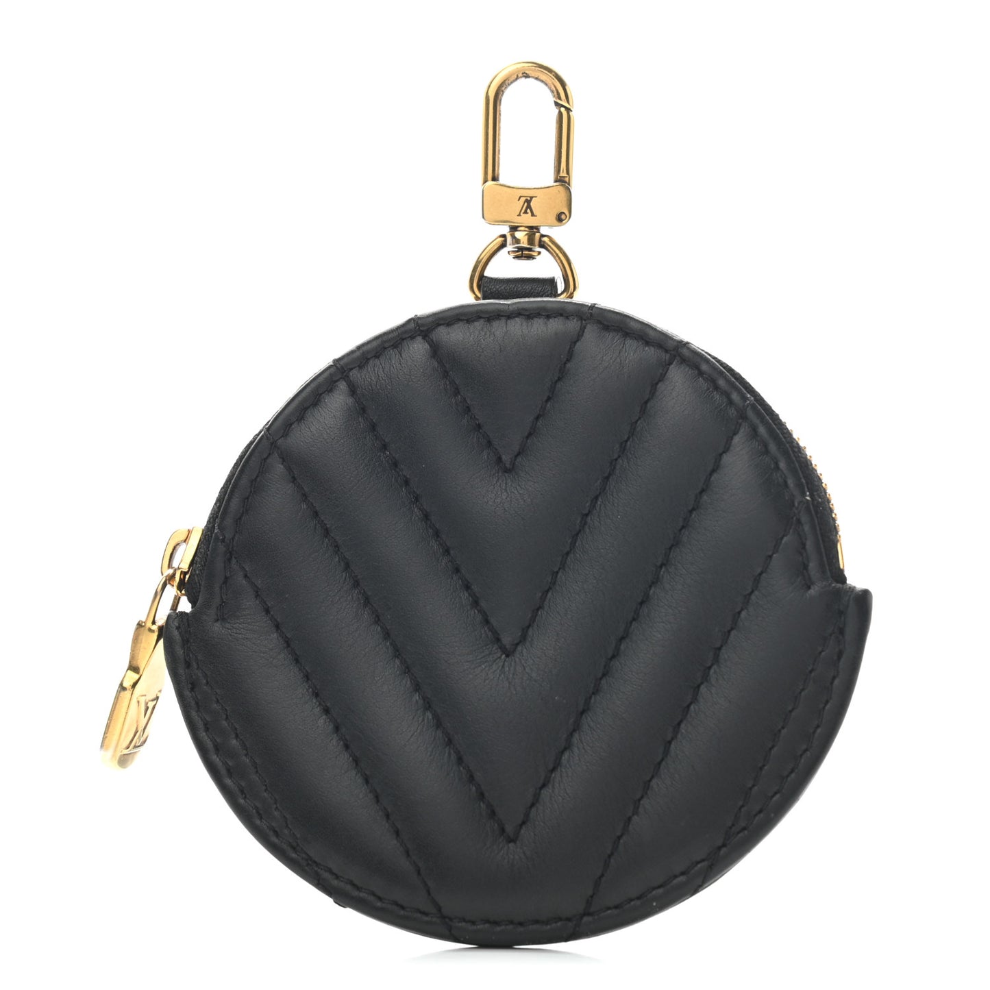Calfskin New Wave Multi Pochette Round Coin Purse Black