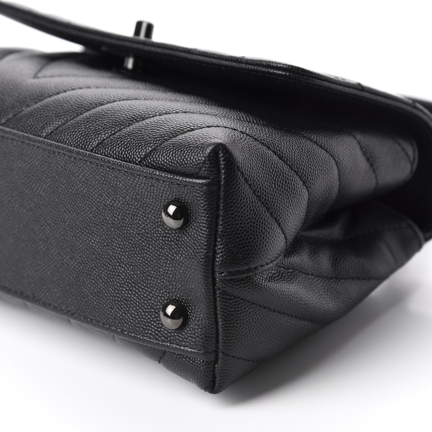 Caviar Chevron Quilted Mini Coco Handle Flap So Black