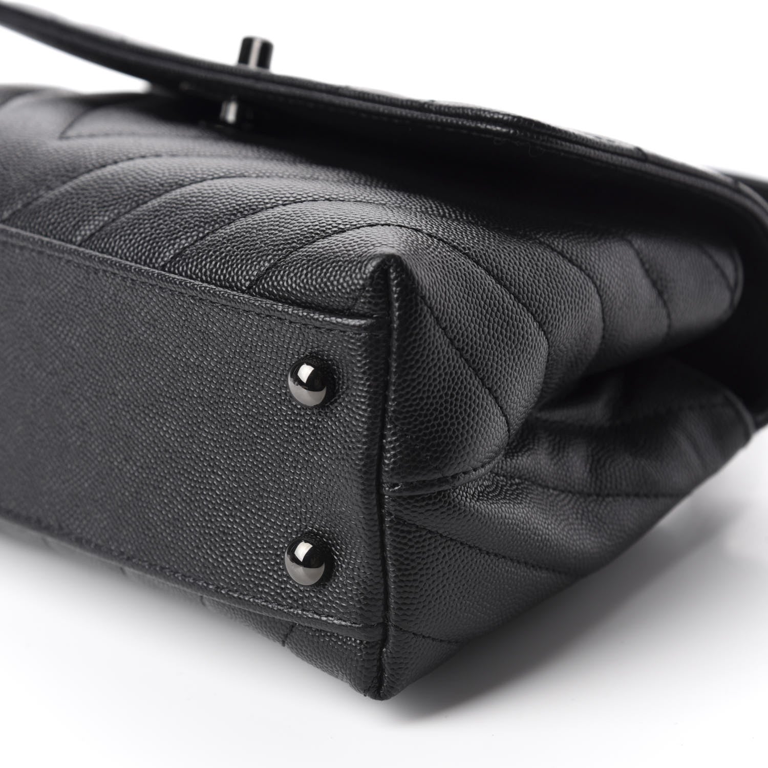 Chanel Caviar Chevron Quilted Mini Coco Handle Flap So Black 7 of 11