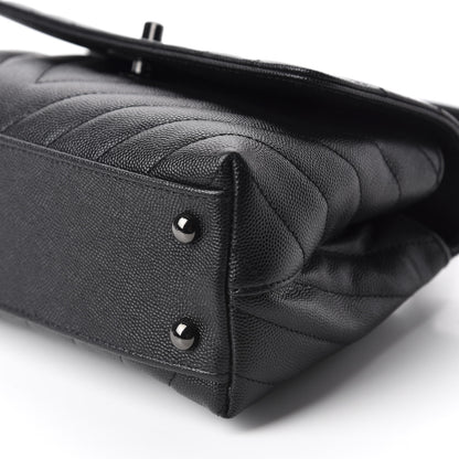 Chanel Caviar Chevron Quilted Mini Coco Handle Flap So Black 7 of 11