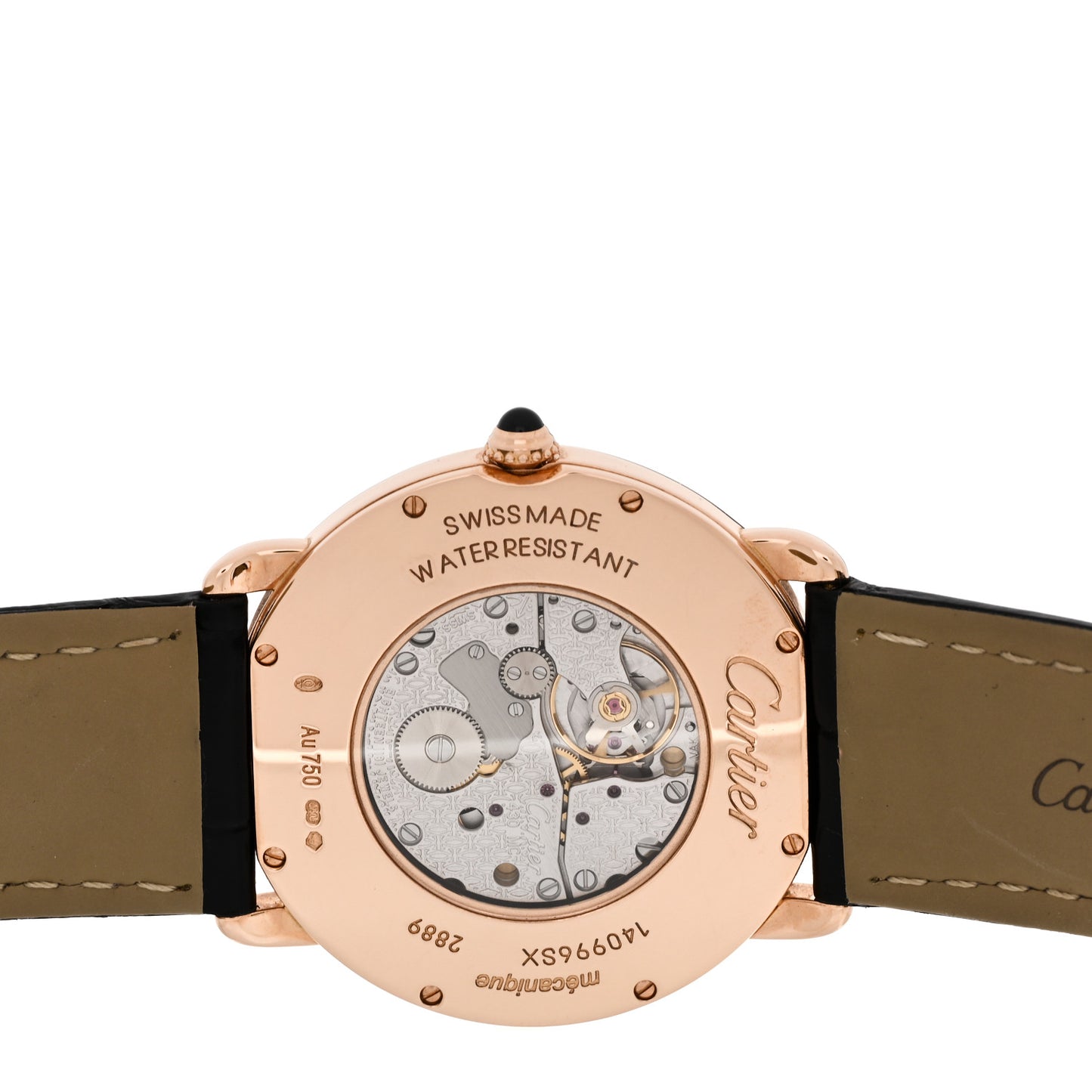 18K Pink Gold Alligator 36mm Ronde Louis Manual Winding Watch Black