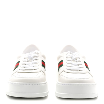 Gucci Calfskin Web Womens Platform Sneakers 40 White 2 of 9