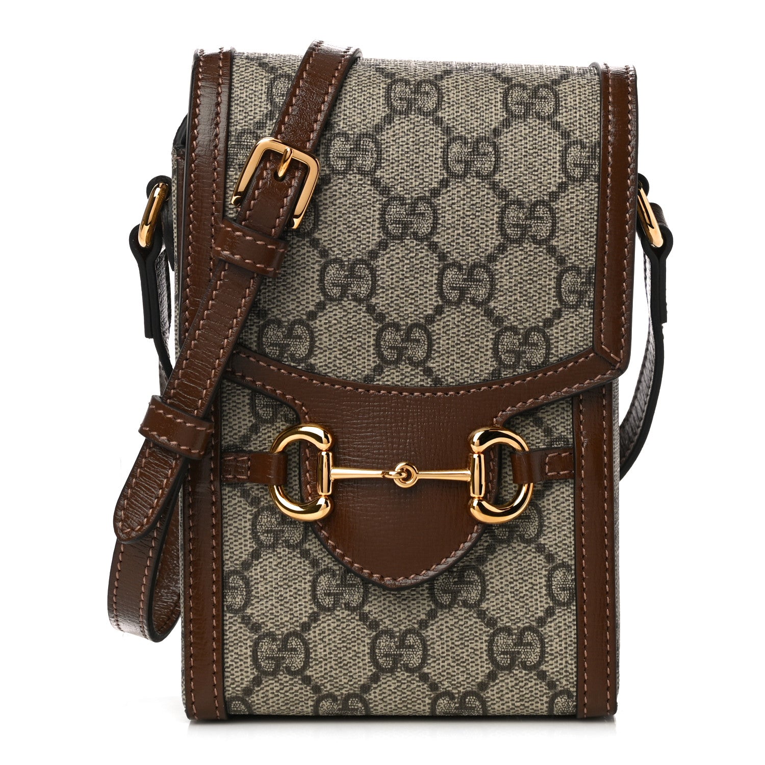 Gucci GG Supreme Monogram Mini Horsebit 1955 Crossbody Bag Beige Brown Sugar 1 of 11