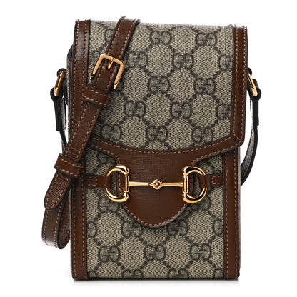 Gucci GG Supreme Monogram Mini Horsebit 1955 Crossbody Bag Beige Brown Sugar 1 of 11