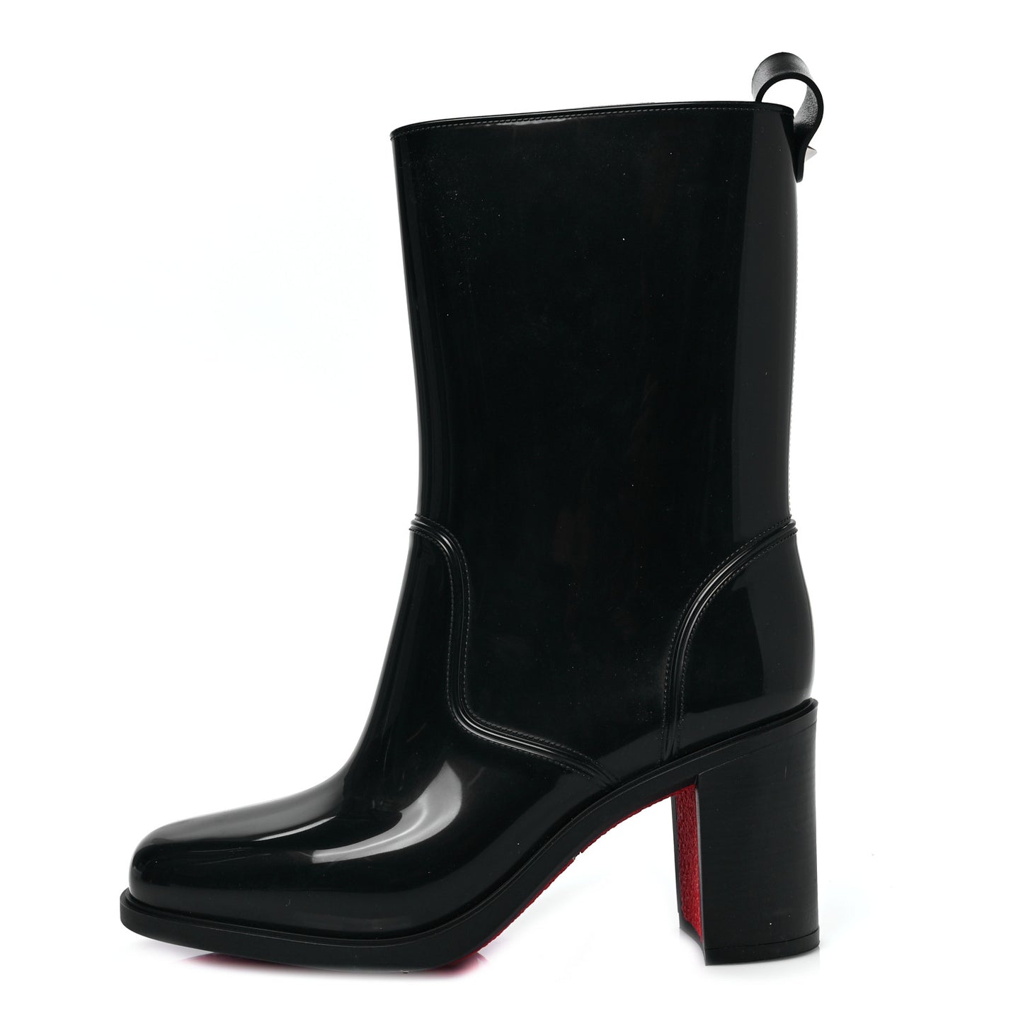 Recycled PVC Calfskin Loubirain 70 Boots 38 Black