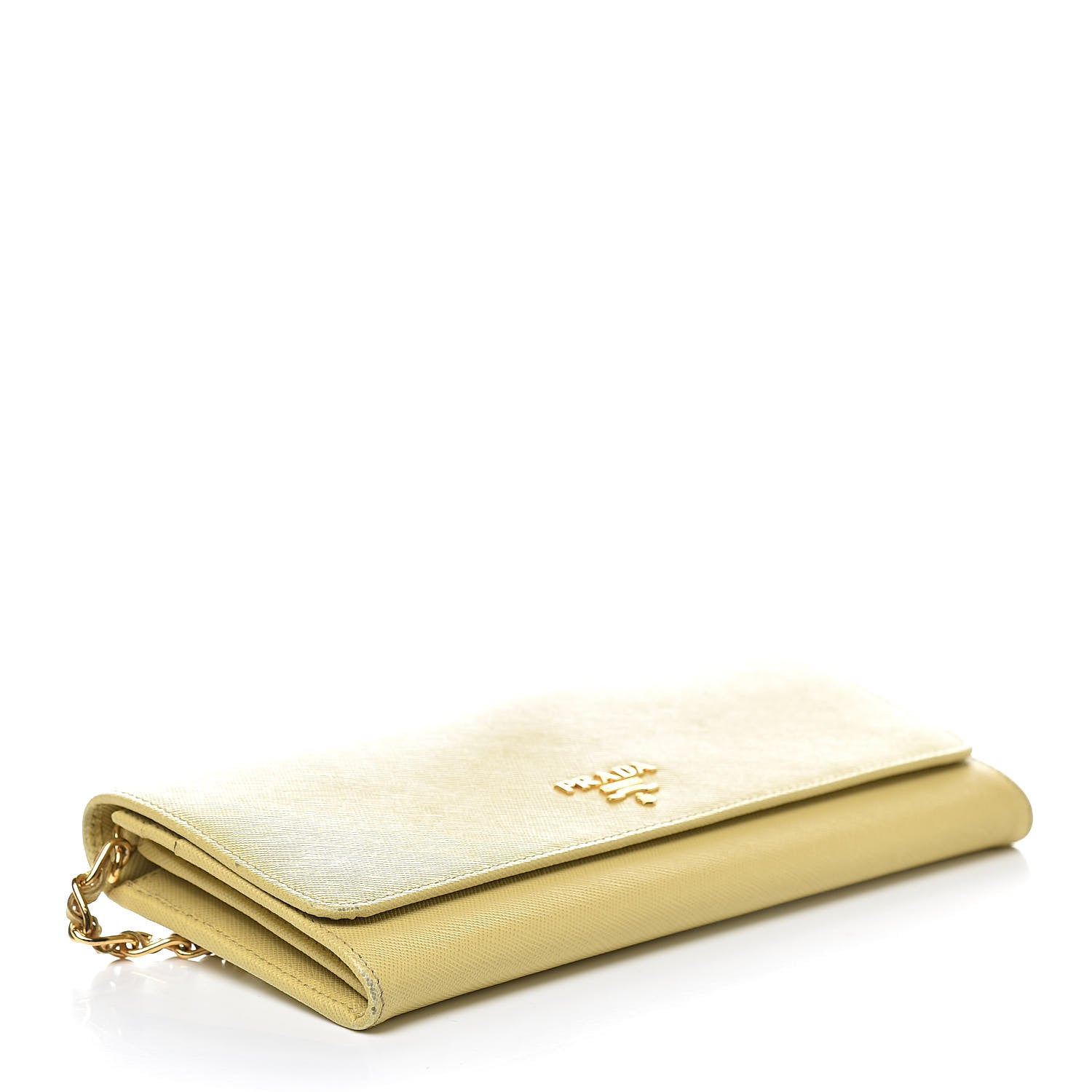 Prada Saffiano Metal Oro Chain Wallet Polline 4 of 12