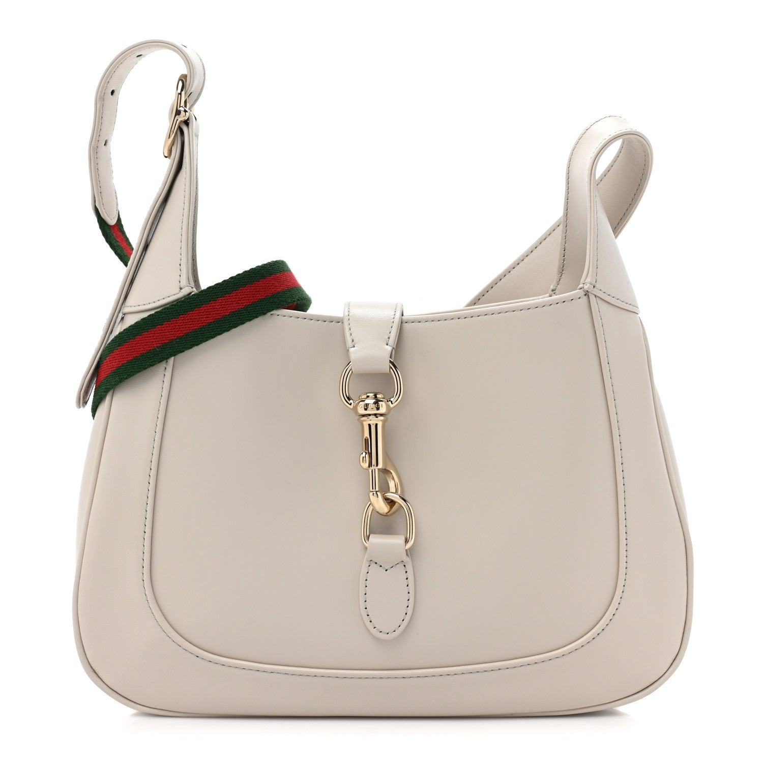 Gucci Ancora Calfskin Web Small Jackie Shoulder Bag Light Grey 1 of 10
