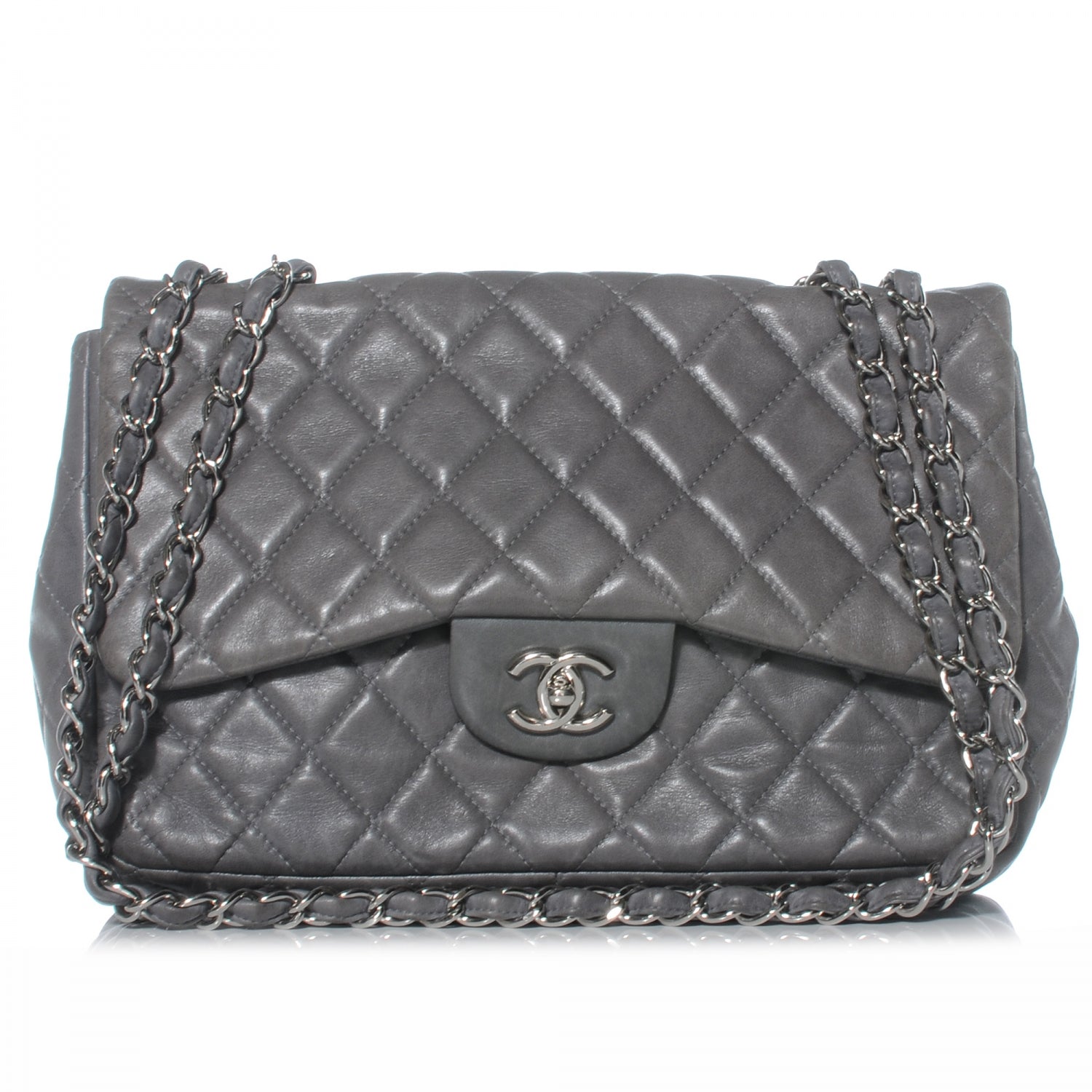 Chanel Lambskin Jumbo Single Flap Grey 1 of 10