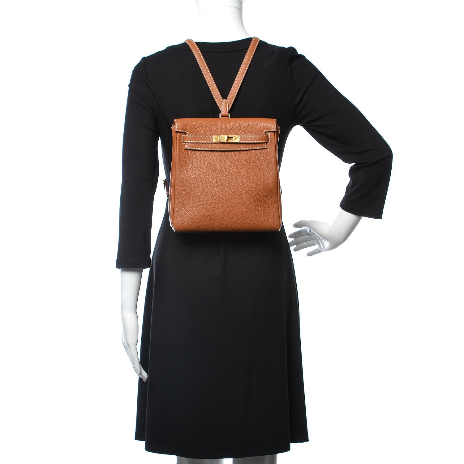 Hermes Taurillon Clemence Kelly Ado Backpack Gold 2 of 30