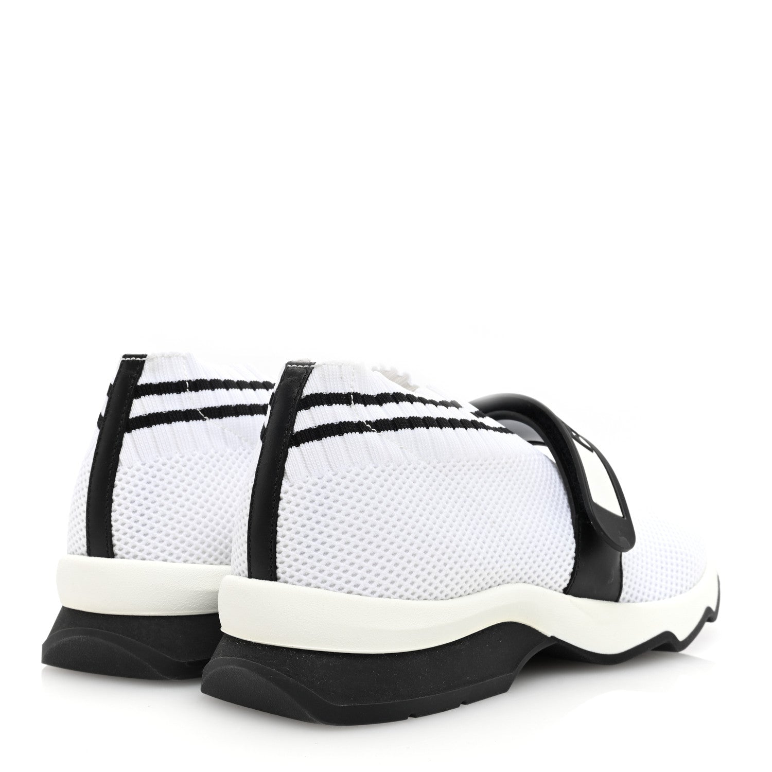 Fendi Stretch Yarn Stiff Band Rockoko Sneakers 35.5 Black White 4 of 8