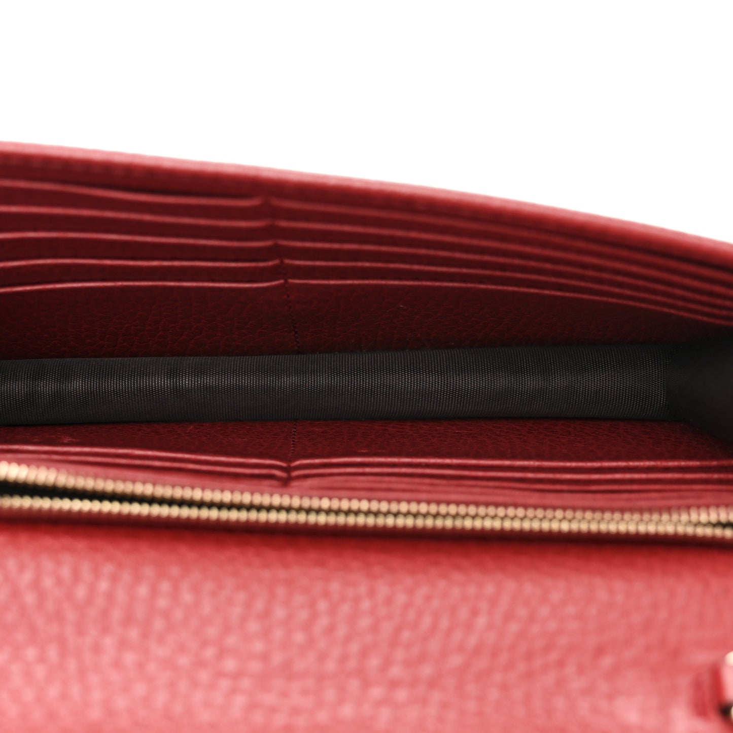 Dollar Calfskin Interlocking G Chain Wallet Red