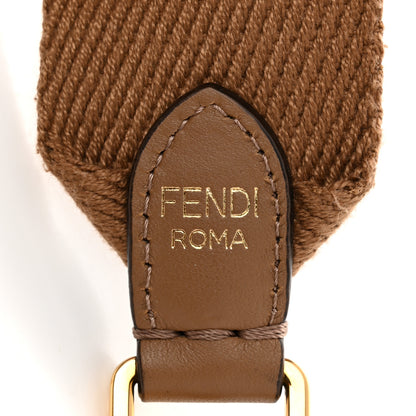 Fendi Vitello Seta Glazed Fabric FF 1974 Medium Peekaboo X-Lite Sand Mogano Panna 6 of 11