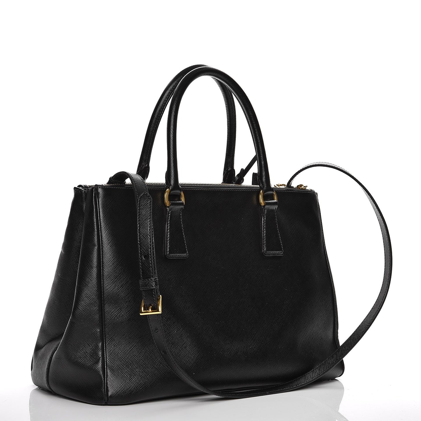 Saffiano Medium Galleria Double Zip Tote Black