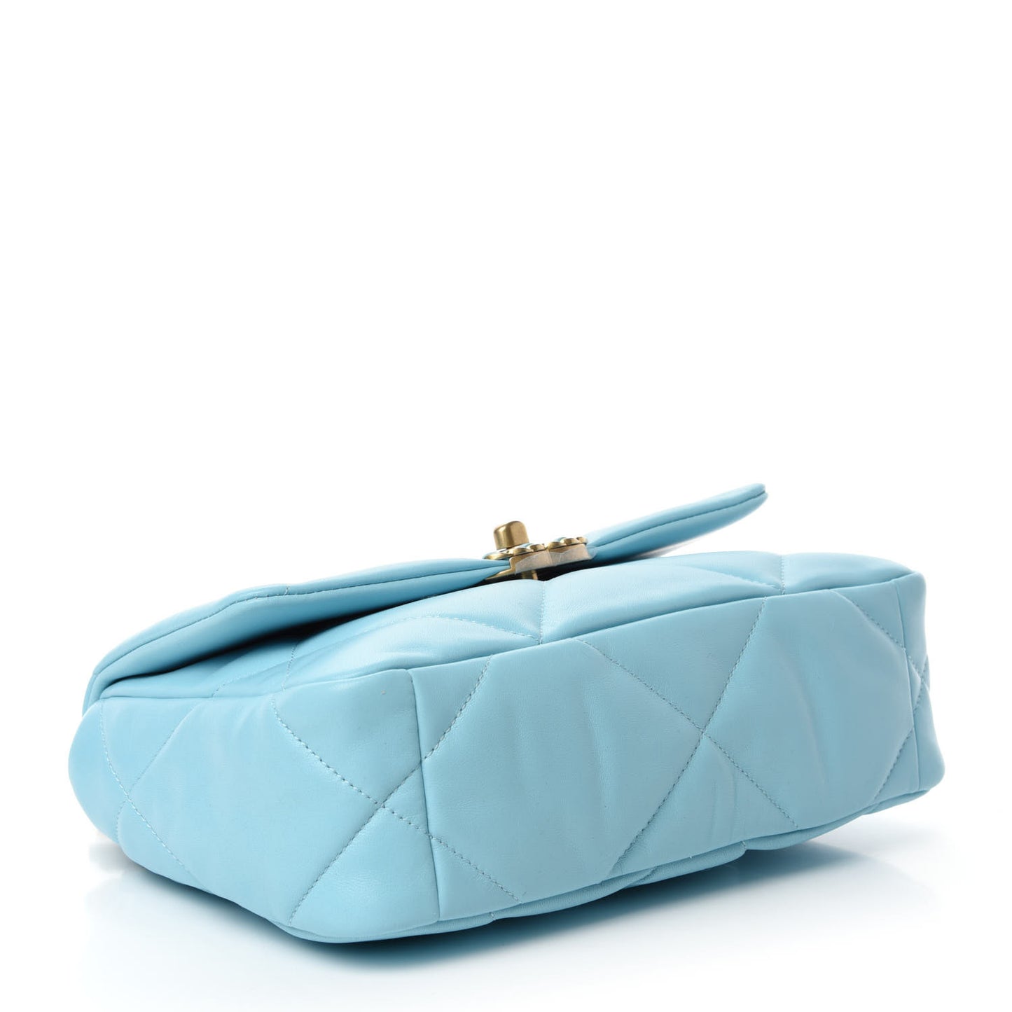 Shiny Lambskin Quilted Medium Chanel 19 Flap Light Blue