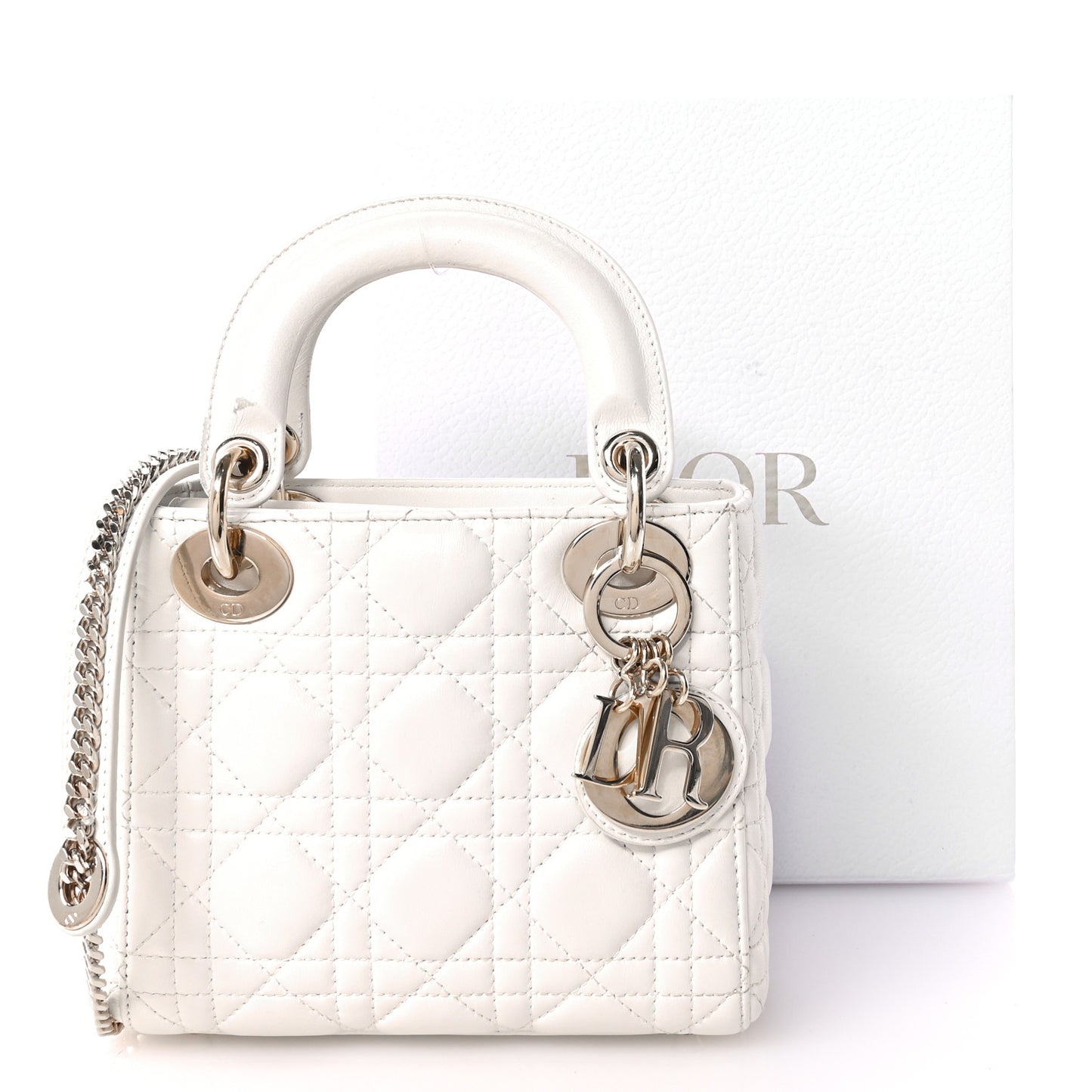 Lambskin Cannage Mini Lady Dior White