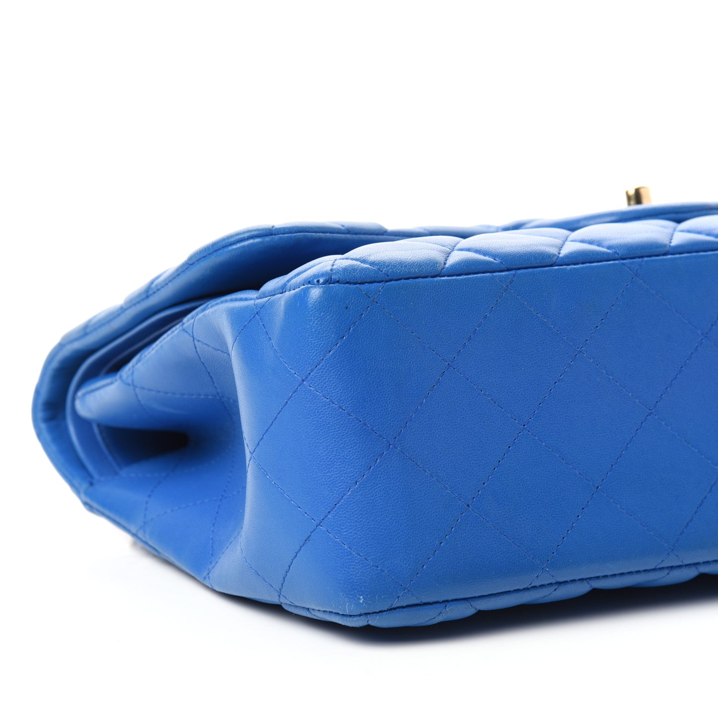 Lambskin Quilted Jumbo Double Flap Blue