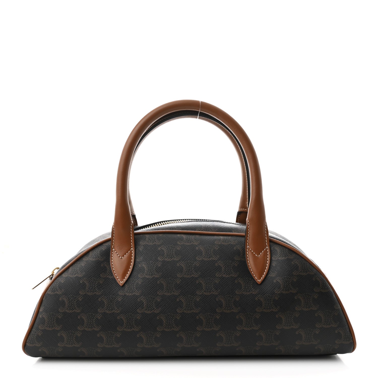 Celine Triomphe Canvas Calfskin Medium Teckel Triomphe Bag Tan 1 of 10