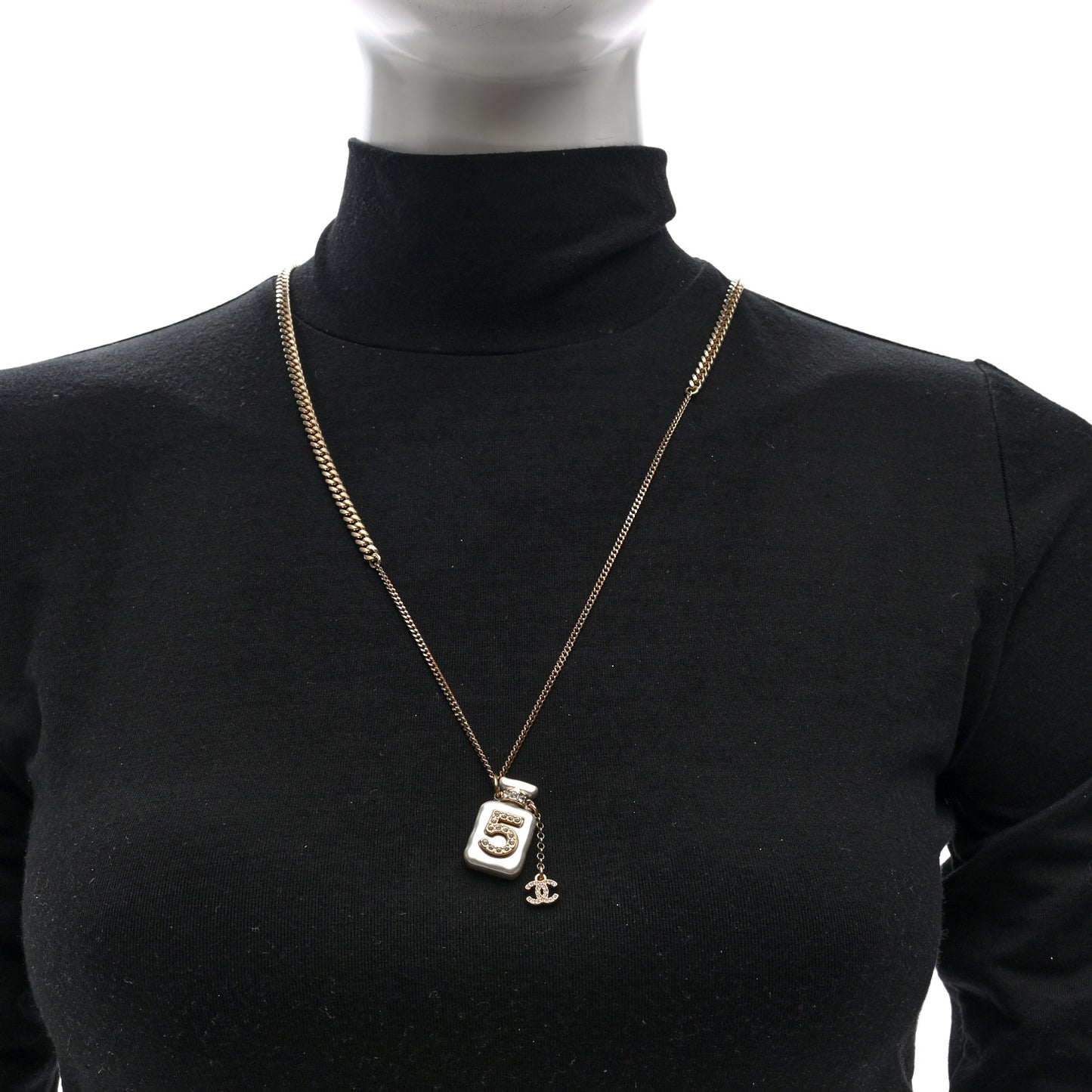 Resin Crystal CC No 5 Perfume Bottle Necklace