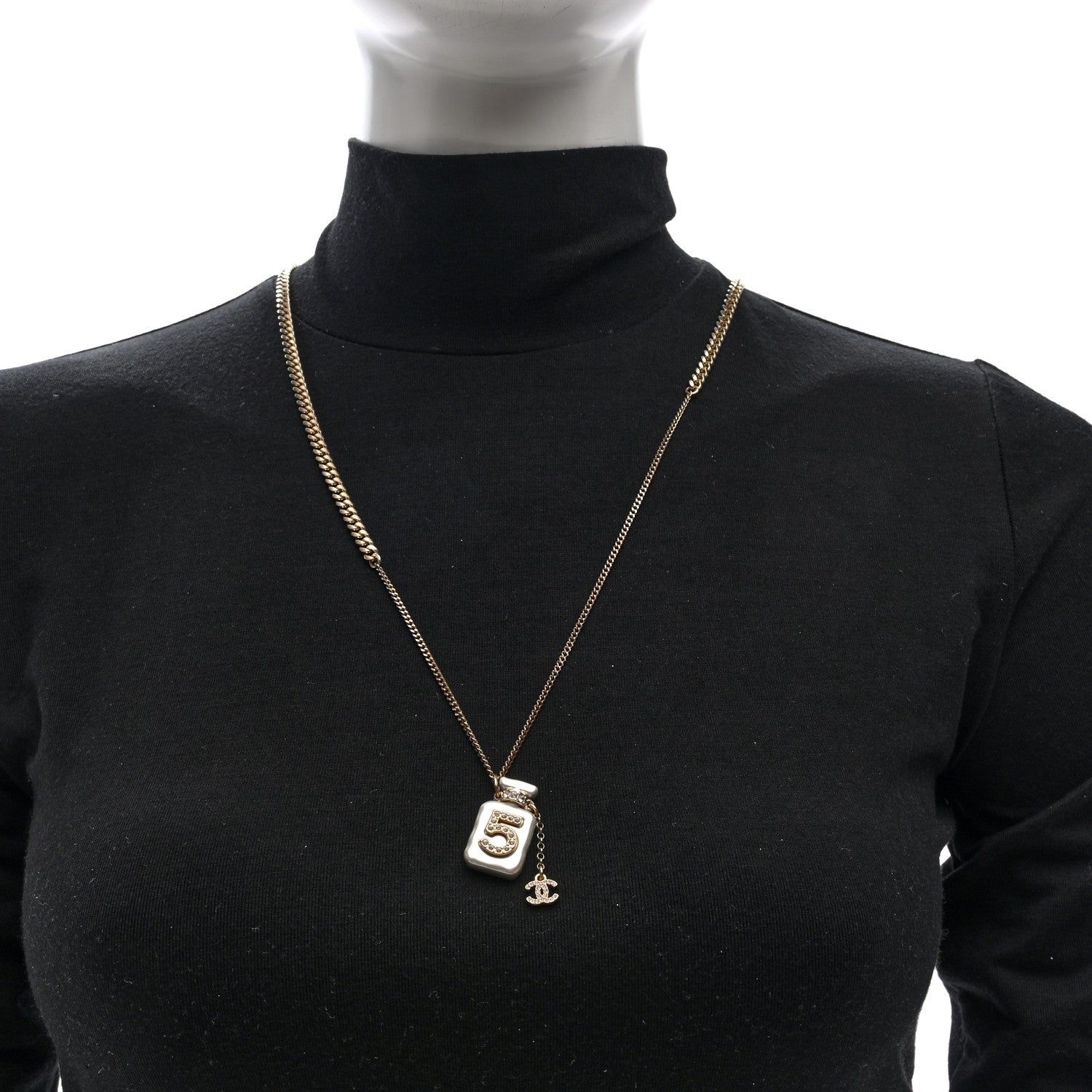Chanel Resin Crystal CC No 5 Perfume Bottle Necklace 2 of 4