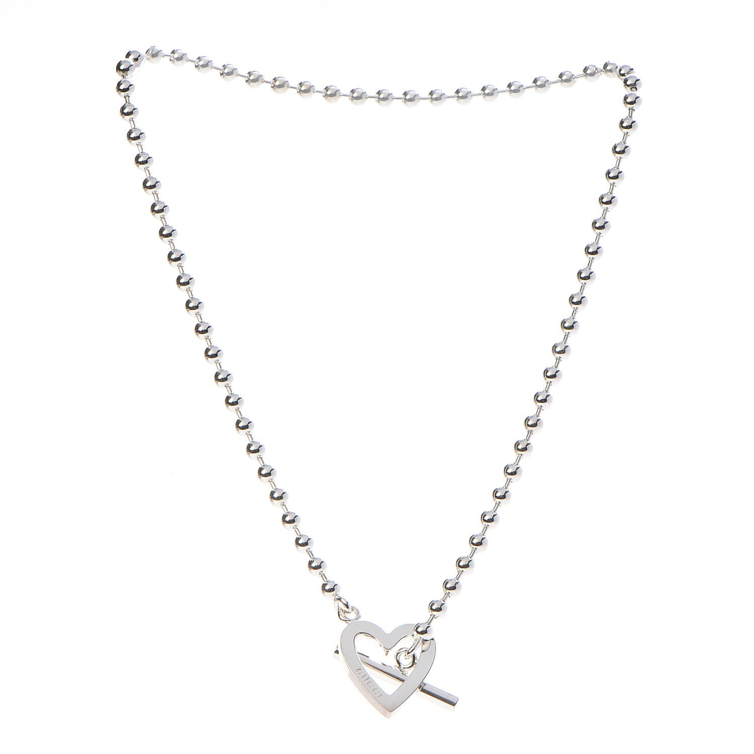 Gucci Sterling Silver Heart Toggle Necklace 3 of 6