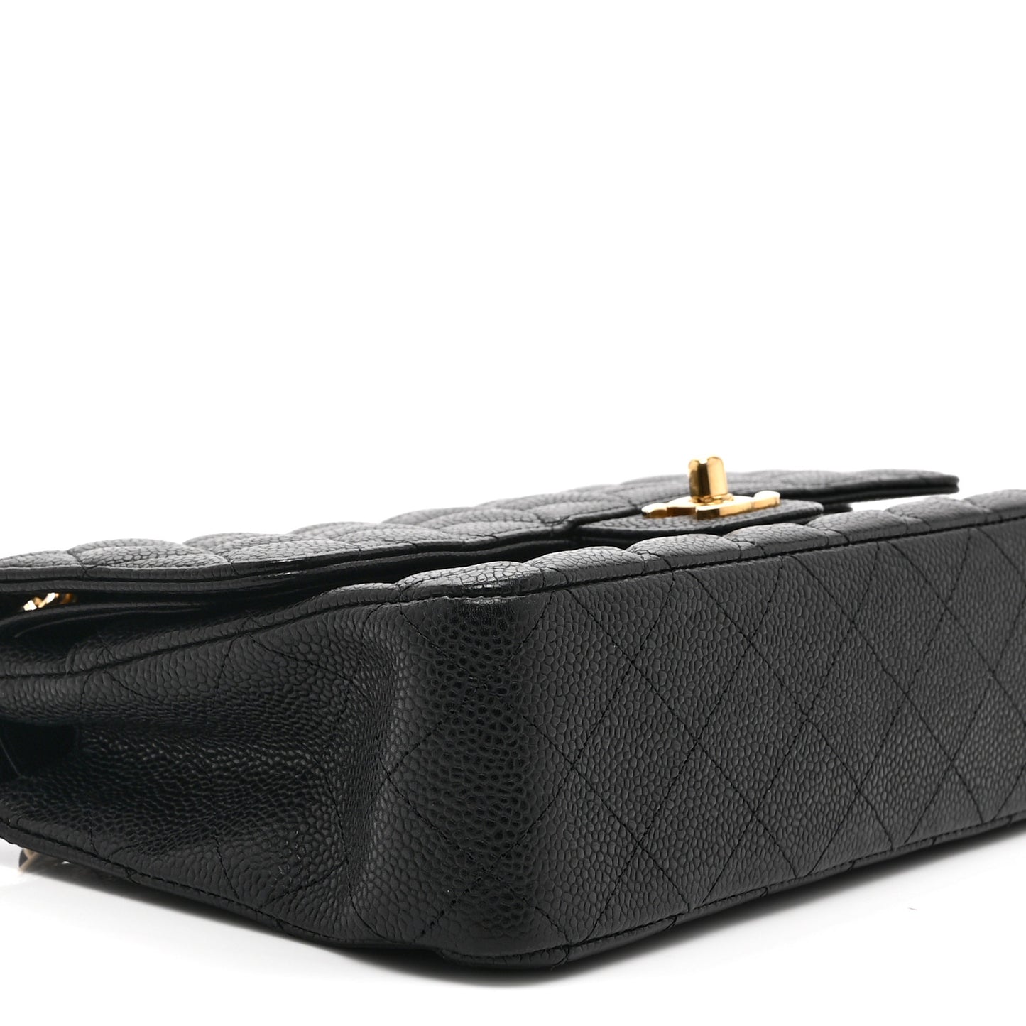 Caviar Quilted Medium Double Flap Black