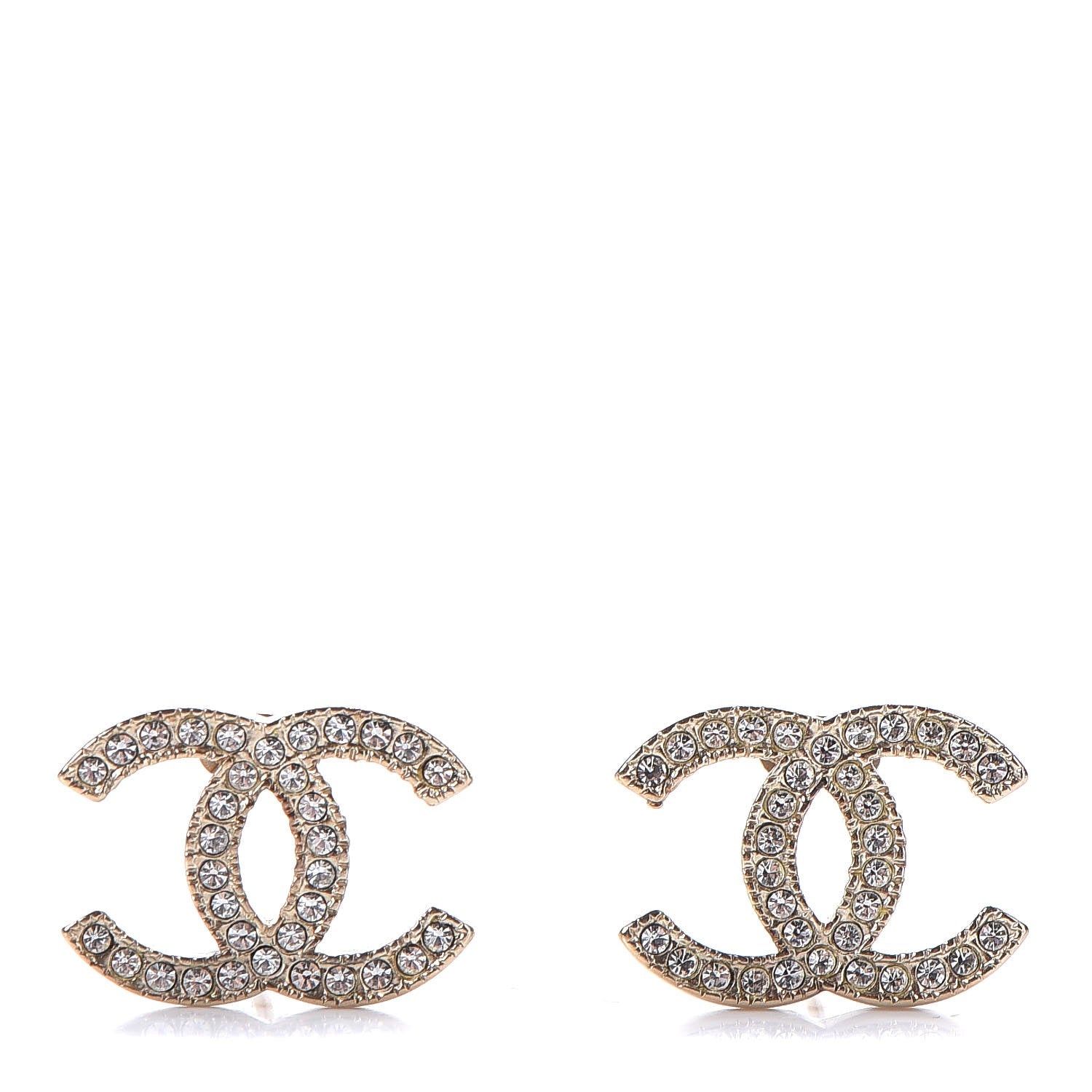 Chanel Crystal CC Earrings Gold 1 of 4