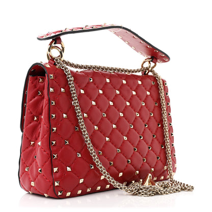 Valentino Garavani Lambskin Medium Rockstud Spike Shoulder Bag Red 3 of 10