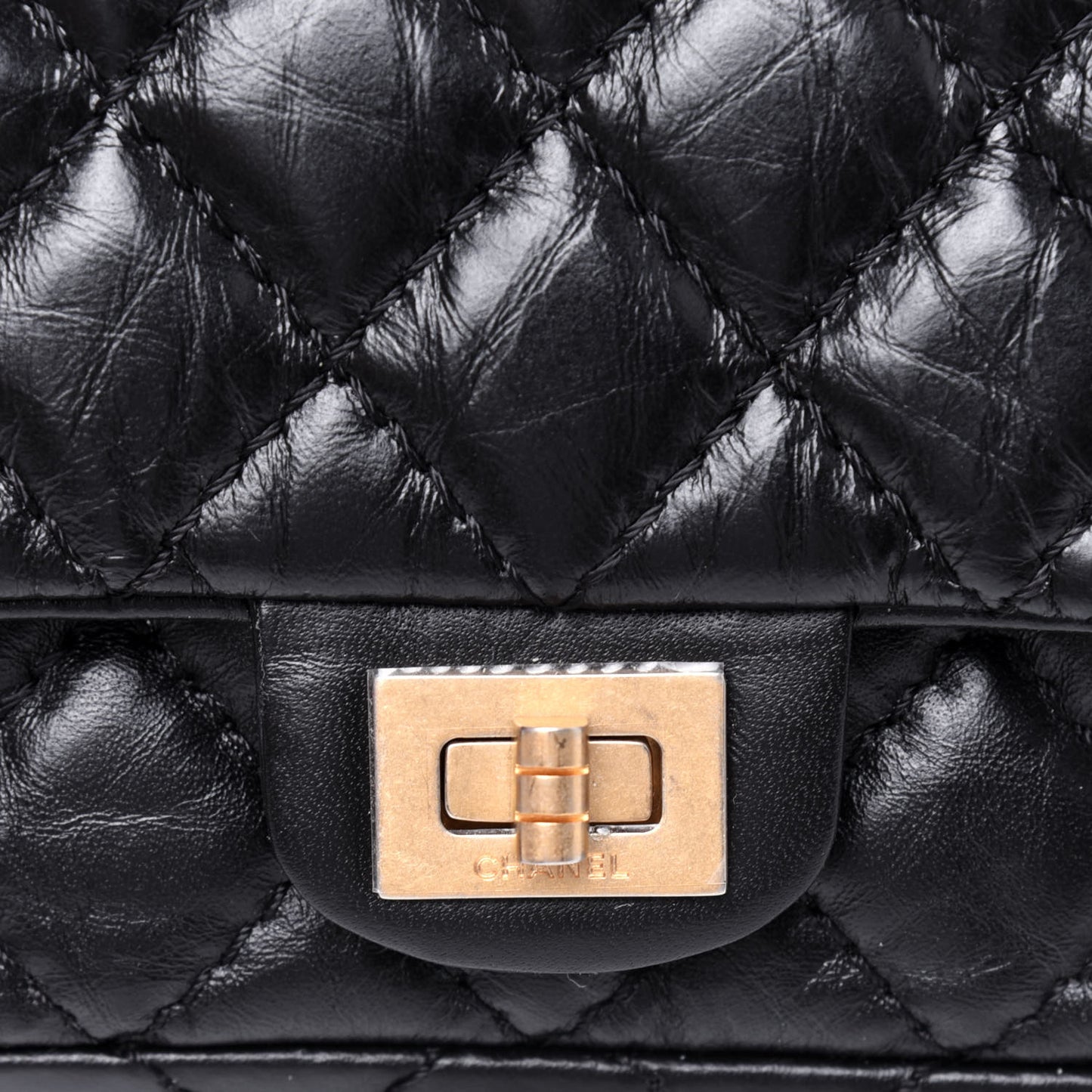 Aged Calfskin Quilted 2.55 Reissue Flap Belt Bag Clutch Black