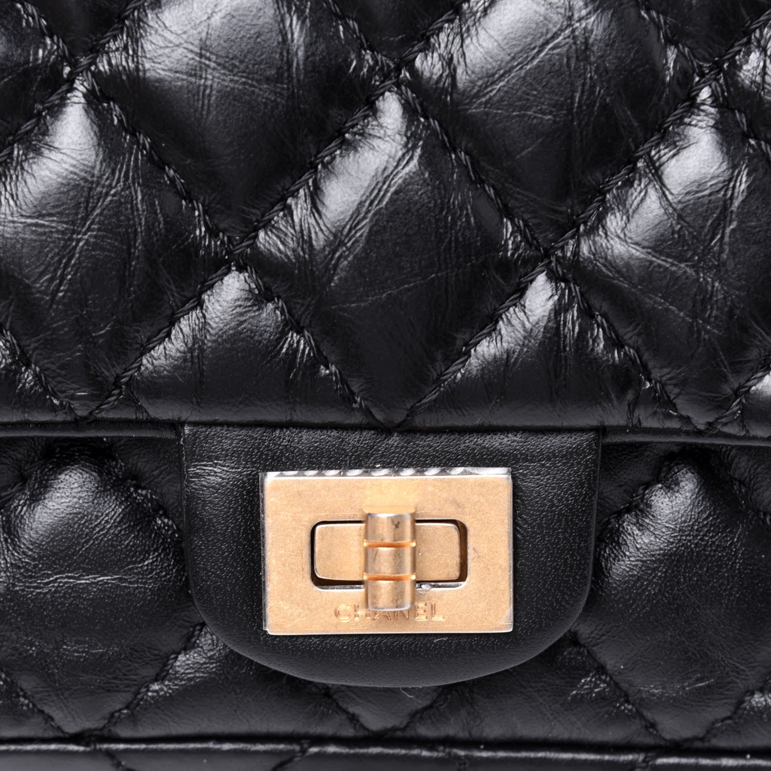 Chanel Aged Calfskin Quilted 2.55 Reissue Flap Belt Bag Clutch Black 10 of 14